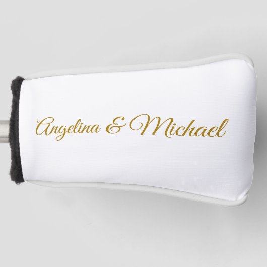 Kalligrafie Professionele Elegante Gouden Kleur Golfheadcover (Voorkant)