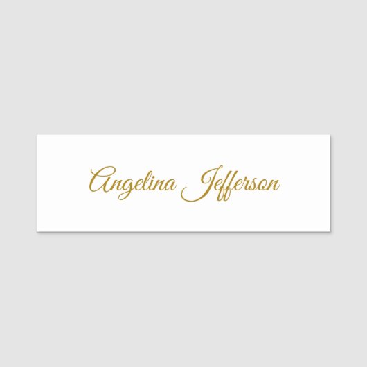 Kalligrafie Professionele Elegante Gouden Kleur Naamplaatje (Voorkant)
