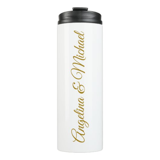 Kalligrafie Professionele Elegante Gouden Kleur Thermosbeker (Voorkant)