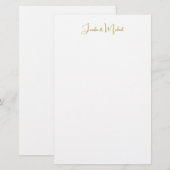 Kalligrafie Professionele Elegante Goudkleurige Na Briefpapier (Voorkant / Achterkant)