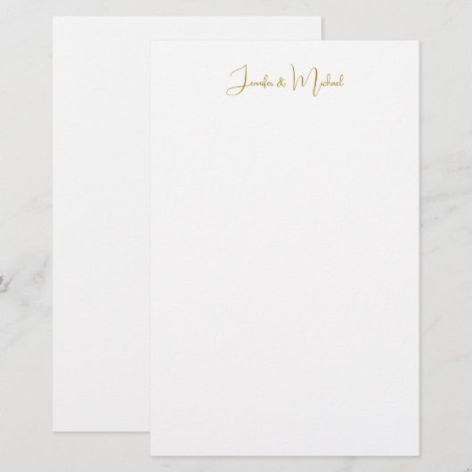 Kalligrafie Professionele Elegante Goudkleurige Na Briefpapier (Voorkant / Achterkant)