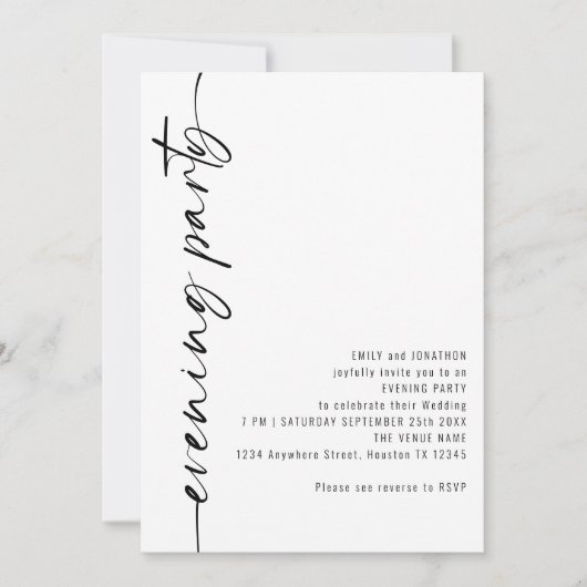 Kalligrafie QR Code Huwelijksavond Feestgasten Kaart (Voorkant)