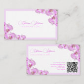 Kalligrafie QR-code voor Floral bruiloft orchidebl Visitekaartje (Voorkant / Achterkant)
