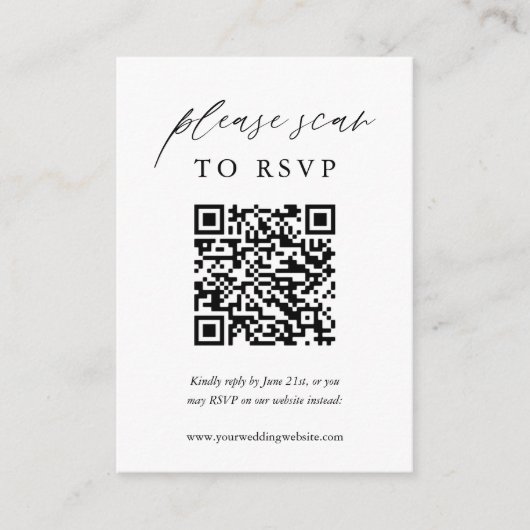Kalligrafie QR Wedding Scan naar RSVP Informatiekaartje (Voorkant)