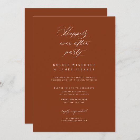 Kalligrafie receptie feest viering uitnodiging (Voorkant / Achterkant)