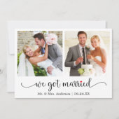 Kalligrafie Red Heart 2 Foto We Got Married Aankondiging (Voorkant)