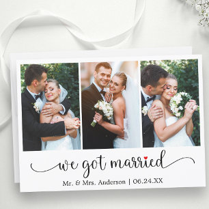 Kalligrafie Red Heart 3 Foto We Got Married Aankondiging
