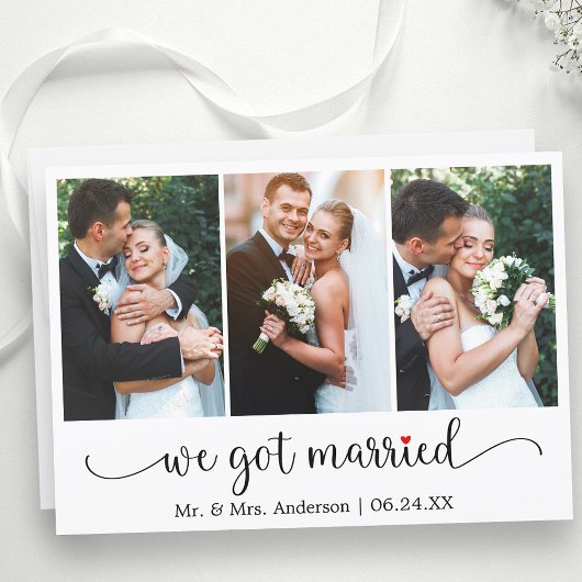 Kalligrafie Red Heart 3 Foto We Got Married Aankondiging