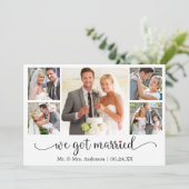 Kalligrafie Red Heart 5 Foto We Got Married Aankondiging (Staand voorkant)