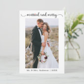 Kalligrafie Red Heart Getrouwd en vrolijk Feestdagenkaart (Staand voorkant)