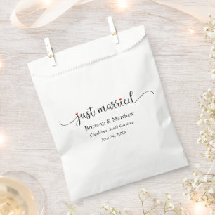 Kalligrafie Red Heart Just Married Wedding Bedankzakje