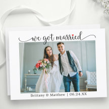 Kalligrafie Red Heart We Got Married Fotobruiloft