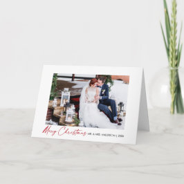 Kalligrafie Red Ink Script Wedding Fold Foto Feestdagen Kaart