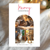 Kalligrafie Red Meowy Christmas Arch Foto Feestdagenkaart