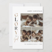 Kalligrafie Religieuze Kerst Glorie aan God Foto Feestdagenkaart (Voorkant)