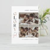 Kalligrafie Religieuze Kerst Glorie aan God Foto Feestdagenkaart (Staand voorkant)