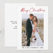 Kalligrafie Rode inkt Script bruiloft foto Feestdagenkaart (Voorkant / Achterkant)