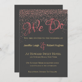 Kalligrafie Roos Gold Foil Wedding Invitation Kaart