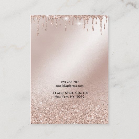 Kalligrafie Roos gouden glitter Oorbel display kaa Visitekaartje (Achterkant)