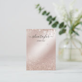 Kalligrafie Roos gouden glitter Oorbel display kaa Visitekaartje (Staand voorkant)