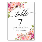 Kalligrafie Roze Blush Bloem Bruiloft Kaart (Voorkant)