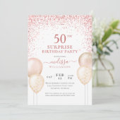 Kalligrafie Roze Glitter Verrassing 50e Verjaardag Kaart (Staand voorkant)