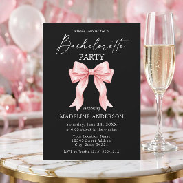 Kalligrafie Roze Strik Bachelorette Feest Kaart