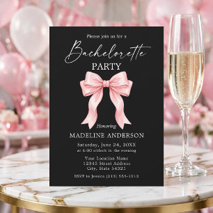 Kalligrafie Roze Strik Bachelorette Feest Kaart