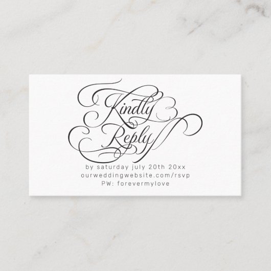 kalligrafie RSVP voor online respons Visitekaartje (Voorkant)