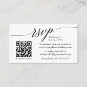 Kalligrafie RSVP Weddenschappen Minimaliserende QR Informatiekaartje (Voorkant)
