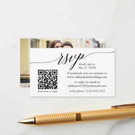 Kalligrafie RSVP Weddenschappen Minimaliserende QR Informatiekaartje