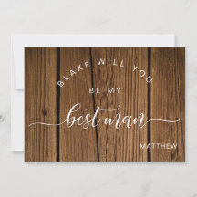 Kalligrafie Rustic Wood, Be My Best Man Kaart