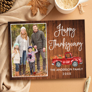 Kalligrafie Rustieke Houten Foto Thanksgiving Truc Briefkaart
