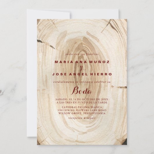 Kalligrafie rustieke spaanse bruiloft kaart (Voorkant)