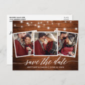 Kalligrafie Rustige houten lichten sparen de datum Briefkaart (Voorkant / Achterkant)