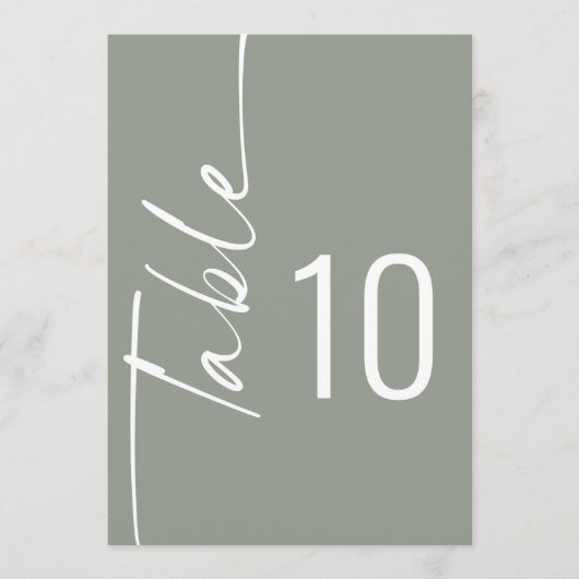 Kalligrafie Sage Bruiloft Printbare Tafelnummer (Voorkant)