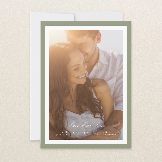 Kalligrafie & Sage Green Framed Klassieke foto Save The Date