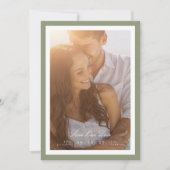 Kalligrafie & Sage Green Framed Klassieke foto Save The Date (Voorkant)