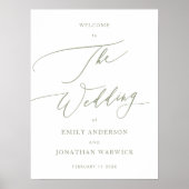 Kalligrafie Sage Groen Eenvoudig Bruiloft Welkom Poster (Voorkant)