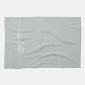 Kalligrafie Sagegroene Monogram Naam Script Theedoek (Horizontaal)