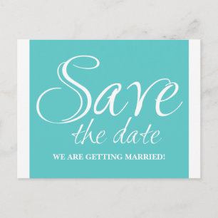 Kalligrafie Save the Date Briefkaart, Turquoise Aankondigingskaart