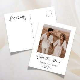 Kalligrafie Save The Date Foto Bruiloft Modern Uitnodiging Briefkaart