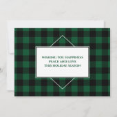 Kalligrafie Schrift Foto Groen Geruit Kerstmis Kaart (Achterkant)