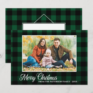 Kalligrafie Schrift Foto Groen Geruit Kerstmis Kaart