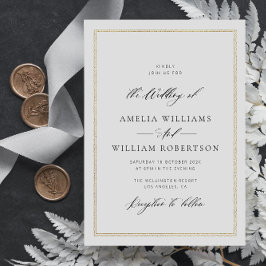 Kalligrafie schrift gouden kader trouwkaart kaart