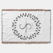 Kalligrafie Schrift Krans Monogram Geweven Deken (Voorkant)
