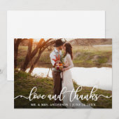 Kalligrafie Schrift Liebe Dank Hochzeitsfoto Bedankkaart (Voorkant / Achterkant)