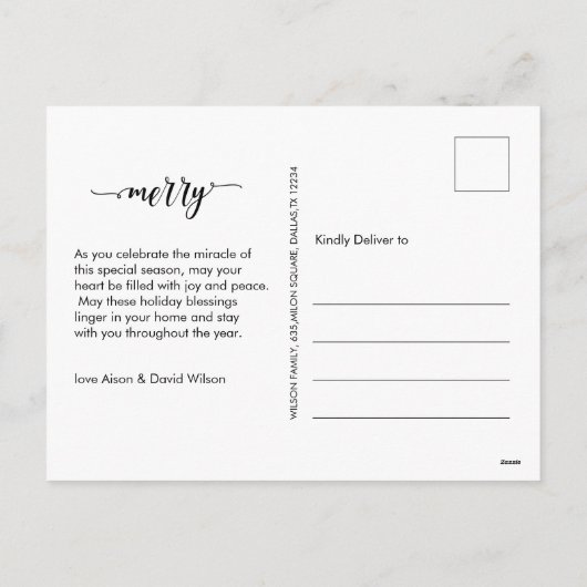 Kalligrafie Schrift Merry Persoonlijke Foto Feestdagenkaart (Achterkant)