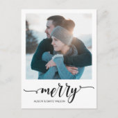 Kalligrafie Schrift Merry Persoonlijke Foto Feestdagenkaart (Voorkant)
