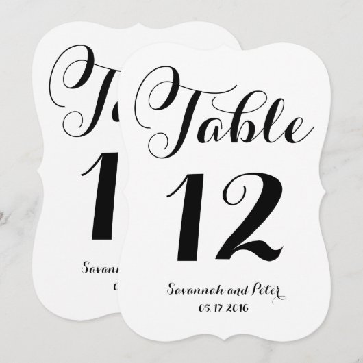 Kalligrafie Schrift Monogram Bruiloft Tafel Nummer Kaart (Voorkant / Achterkant)